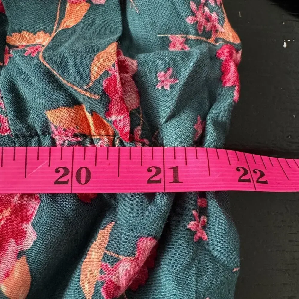 Free People Womens Green Flower Fields Mini Ruffle Shirt Dress S Boho
